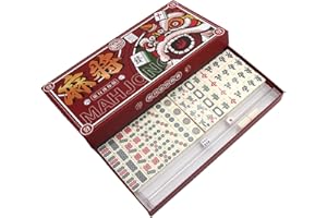 Hujinkan Mahjong Game Set, Traditional Mah Jong Games,Mini Chinese Majiang Set With 144 Cards, 2 Spare Cards, 2 Dice,Portable Classic Travel Mahjong Set For 4 Players,Funny Family Board Games