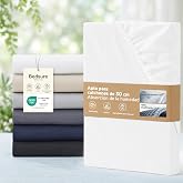 Bedsure Fitted sheet 16x200 cm Microfibre - Pocket 30 cm, White | Polyester Fitted Sheet, Soft, Breathable &amp; Quick-Drying, wi