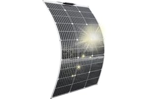 Aysolar Placa Solar Flexible 100W 12V Panel Solar Monocristalino Fotovoltaico Impermeable para Autocaravana Caravana Barcos Techos Casa Remolques Cargar 12V Bateria y Superficies Irregulares