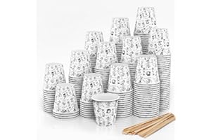 CUPCUP 280 Espresso Gobelets en Carton 110 ML avec Agitateurs en Bois pour Café à Emporter