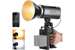 NEEWER MS150B 130W Bi Color Luz Video LED, Iluminación Continua Mini COB Portátil Foto App Control, 2,4G Modo Foco Lámpara, 200000 Lux/0.5m, 2700K-6500K, 12 Escenas, 2 Opciones Fuente para Estudio