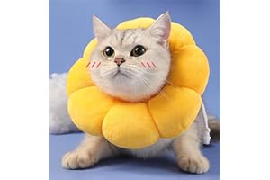 MHwan Collerette respirante en daim et coton, poils non tachés, micro imperméable, fleurs mignonnes, collerette anti-fuite pour chat (M)