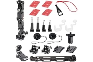 HIGATFUL Zestaw do montażu podbródka na kask motocyklowy z wysuwanymi ramionami, kompatybilny z Insta360 ONE X2/X/R/GO 2, GoPro Hero i DJI OSMO Action 2