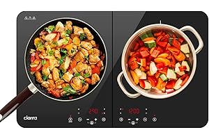 CIARRA CBTIH2 Doppio Piano Cottura a Induzione 3500 W Piastra Induzione 9 Livelli Pannello Controllo Touch Interruttore Sicurezza Multiplo Timer Automatico Blocco Bambini Nero