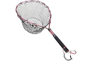 Goture Guadino per pesca a mosca, con clip magnetica, per pesca alla trota, in lega di alluminio/telaio in legno con rete in gomma morbida