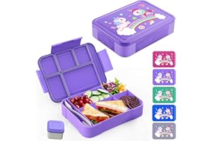 waziwe Brotdose Lila, Brotdose Kinder Mit Fächern, Bento Box Kinder, Brotdose Kindergarten, Auslaufsichere Brotdose Kinder, Butterbrotdose Kinder, School Mood Brotdose, Gut Markiert Brotdose