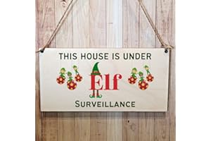 SECOND AVE GIFT COMPANY Second Ave Under Elf Surveillance Wooden Hanging Gift Rectangle Christmas Xmas Decoration Sign Plaque