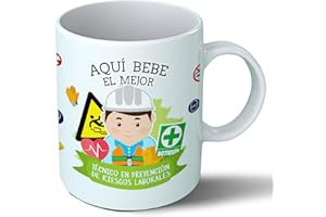 Planetacase - Taza Técnico en Prevención de Riesgos Laborales - Regalo Original - Cerámica 330 mL - Taza Desayuno Apta para Microondas y Lavavajillas - Resistente a Lavados - Técnico Prevención (Él)