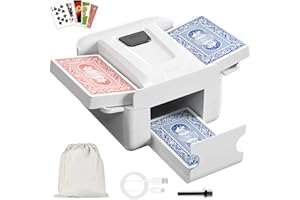 KEDIFOAI Mélangeur de Cartes Automatique, Électronique Mélangeur de Carte pour 1-2 Ponts Rechargeable 2000 mAh Faible Bruit pour Poker, UNO, Blackjack, Skip-Bo, Phase 10, Texas Hold'em, Belote (White)