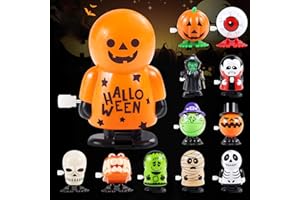 WFFEILA 12 Stücke Halloween Kürbis Ghost Skull Wind Up Spielzeug,Kinder Aufziehspielzeug Halloween lustige Springen Spielzeug für Parteibevorzugung Goody Bag Füller Fledermaus Mumie Zombie, Mehrfarbig