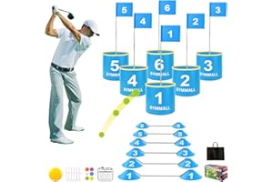 GYMMALL Golf Gmae Bucket, 6 Bukcets Yard Golf Game Set with Golf Flags for Adults & Kids, Golf Practice Game for Indoor Outdoor, Backyard, Park Beach Lawn