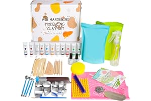 INQUIRLLY Kit Poterie Adulte Argile Autodurcissante pour Débutants Poterie Enfant Pour Débutants Kit Argile poterie sans Cuisson pour Les Projets Créatifs et Le Bricolage