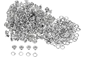 QUARKZMAN Kit de 300 Ojales Metálicos de 3 mm (1/8") con Arandelas para Zapatos Ropa Cinturones Etiquetas Bolsas Tela Cuero Proyectos de Bricolaje Tono Plateado