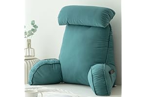 FEAW Lesekissen mit Armlehnen,Rückenkissen für Sofa,Bücherkissen Für Bett,mit Abnehmbarer Nackenrolle,Sitzstützkissen Zum Entspannen,Spielen,Lesen,Fernsehen