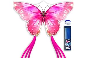 SGftre 2 Piece Set Butterfly Kites for Kids and Adults，Easy to Fly Outdoor Toy for Boys and Girls, for Children, Ideal for Beach and Outdoor Activities (Pink +Blue Dreamy Butterfly, 2)