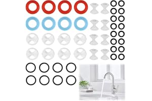 EOPHMI Tap Washers Assorted UK, 48 PCS Tap Washers for Mixer Taps, Mixer Tap Washers, Tap Washer, O Rings for Mixer Taps, with Ceramic Discs 1/2 Turn for Kitchen Sink Leaking Tap Repair