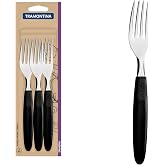 Tramontina Ipanema 3-Piece Table Forks Set | Stainless Steel, Black