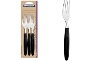 Tramontina Set de 3 Tenedores de Mesa de acero inoxidable, Color Negro, Ipanema