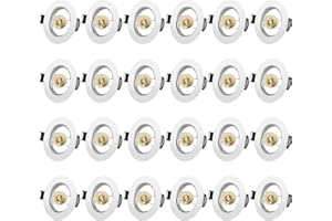 Tofisr Cornice Faretti LED da Incasso GU10 per cartongesso, Portafaretto da Incasso Rotondo Bianco, Foro 55mm-70mm, Per 50mm LED e Alogeno, Portalampade GU10 Inclusi, Set di 24