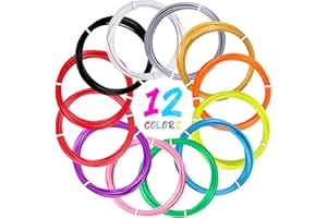 Kretrum 3D Pen Filament Refills 12 Colors 3D Printing Pen PLA Filament 1.75mm Each Color 3M PLA Refills Compatible with MYNT3D SCRIB3D PIKA3D Most 3D Pens NOT FIT 3Doodler Start Pen