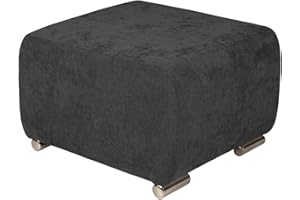 ‎POSTERGALERIA postergaleria Polsterhocker Graphit mit silberfarbenen Beinen - Fußhocker aus geflochtenem Stoff, mit Metallbeinen zur einfachen Selbstmontage - Fußstütze für Sessel, Wohnzimmer, Diele