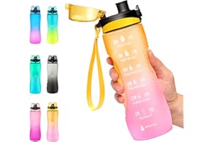 Binudum Borraccia Motivazionale con Indicatore del Tempo Sportiva Borraccia in Tritan BPA Free a Prova di Perdite per Adolescenti, Adulti, Palestra, Esterni, Ciclismo, Scuola e Ufficio