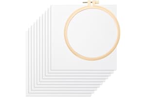 Neikafan 10 Piezas Tela Punto de Cruz Aida 20x20cm con Bastidor de Bordado 14,5cm Telas Para Bordar Telas de Punto de Cruz para La Decoración de Bordado Artesanal DIY