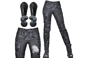 ‎SHUOJIA SHUOJIA Damen Motorradjeans mit Camouflage-Denim-Hose mit atmungsaktivem Mesh und abnehmbaren Hüft- und Knieprotektoren Sommer (Blue,S)