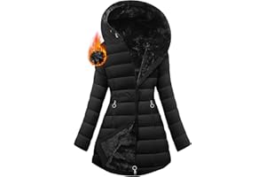 Yuson Girl Giubbotto Donna Invernale Parka Caldo Giacca con Cappuccio Imbottito Cappotto Ispessito Giacche Media Lugghezza Giacche Antivento Impermeabile Giaccone con Zip Tasche
