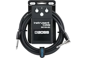 BOSS Gamme BIC-10A Câbles d'instrument | Connecteurs jack 1/4 de pouce droit vers coudé | Longueur 3 m | Câbles de haute qualité pour guitare, basse et autres | Silencieux et robustes | Noir