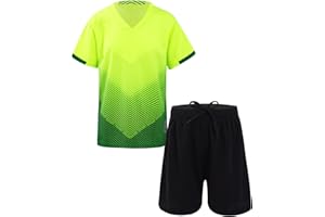 TSSOE Ensemble Vêtements Football Enfant Garçon Tenue Manches Courtes Maillot de Foot France Short Sport Survêtement 5-14 Ans