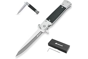 PoktWorld Coltellino Tascabile 7Cr17 Coltello Pieghevole in Acciaio Inossidabile Coltello per Caccia, Campeggio (Argento)