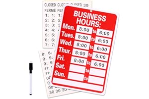 LASUROA Cartello Orario di Apertura, Modificabili Orario Apertura Cartello Kit con Adesivo Penna Abbinati Targa Orari di Lavoro e Chiusura Negozi Scrivibili e Appesi per Porte in Vetro Finestre