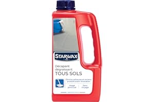 STARWAX - Décapant Sans Rinçage pour Sols Intérieurs - Carrelages, Sols PVC, Parquets Vitrifiés et Sols Stratifiés - Remet un Sol à Nu Avant Rénovation - Fabriqué en France -1L - 80m²