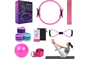 DIGSCAPE Better Kit de pilates pour femme, bandes de résistance pour entraînement des fessiers, ballon de yoga 25 cm, figure 8, bandes de résistance pour étirements