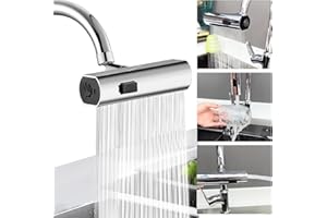 MPLEHDA Grifo de cocina con cascada, grifo de cocina 3 en 1, grifo de cascada, grifo de cocina con cabezal de ducha, rotación de 360°, grifo de ahorro de agua para fregadero de cocina
