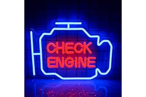 WANXING Überprüfen Sie Motor Neon Schild Motor Neon Lichter Wand, Auto Neon Schild Lampe, LED Leuchtreklamefür Wand Dekor Auto Raum Garage Reparatur Shop Mann Höhle Shop Sign