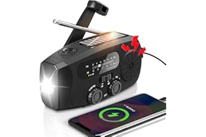 YESIWTC Wind Up Radio UK 2000mAh hand crank radio with AM/FM, Emergency Radio with Flashlight & SOS Alarm, solar radio for Camping, emergency survival kit (Black)