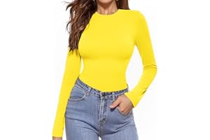 Aottori Womens Long Sleeve Tops Ladies Round Neck Base Layer Shirts Casual Slim Fitted Undershirt Lightweight Basic Tunic Pullover