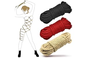 Aorgasms Kit de Cuerdas Sexo Bondage BDSM - 3x10M 8MM Cuerda de Algodón Shibari Cuerda Sexo para BDSM Principiantes, Kit de Ataduras Sexo SM Juguetes Sexuales para Mujeres Parejas(Negro+Rojo+Amarillo)