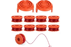 LWMTT 8 Rocchetti Filo Decespugliatore in Nylon1,65 mm,3.05m,WA0010 | 2 coperchi di Ricambio,WA6531,Funziona con Worx tutti i tagliaerba con 20 V