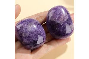 ‎QINJIEJIE QINJIEJIE Amethyst natürliche Edelsteine Handschmeichler Groß Stein Heilkristall Amethyst Glatter Kristalle Steine 2 Stück Polierte Sorgenstein Trommelsteine Reiki Meditation