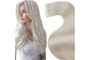 ‎LAAVOO LaaVoo Tape in Extensions Echthaar, Blond Tape Extensions Platinblond Seamless Echthaar Extensions Tape Blond Remy Haar 30cm 30g 20pcs