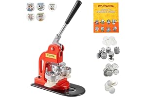 VEVOR Buttonmaschine Knopfmachermaschine 58 mm, Badge Punch Press 500 STK. Blechdeckel, DIY Badge Press Machine Abzeichen Button Maker, 250 STK. Kunststoffunterteile + 250 Eisenunterteile Badge Maker