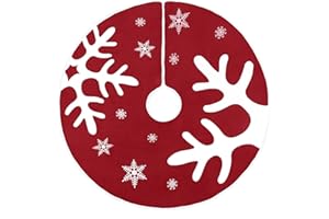 MACTING Weihnachtsbaum Decke, 76cm Christbaumdecke, Rot Weihnachtsbaumdecke Rund, Leinen Tannenbaum Decke, Schneeflocke und Geweih Abdeckung für Christbaumständer, Weihnachtsdekoration für Zuhause