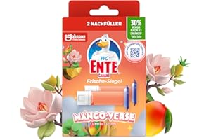 ‎WC-ENTE WC-Ente Frische-Siegel Nachfüller, körbchenloser WC-Reiniger, WC Duft, Mango Verse, 2 Nachfüller (2 Stück)