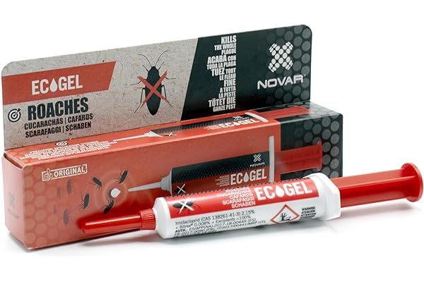 NOVAR ECOGEL Jeringuilla contra cucarachas | Eficacia Profesional| Elimina 50 cucarachas con una Sola Gota, insectos | 10 gr Ecopack