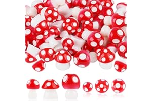 Ezydka 100 mini funghi, decorazione in miniatura, fungo, decorazione in resina, per vasi di fiori e paesaggi in miniatura, 3 misure