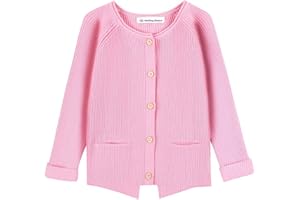 SMILING PINKER Toddler Girls Knit Cardigan Soft Warm Sweaters with Pockets