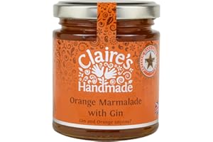 Claire's Handmade - Orange Marmalade with Gin (227g) - Award Winning Traditionally Made Warm & Zesty Breakfast Treat, Suitable for Vegetarian, Vegan & Gluten Free Diets, GMO Free